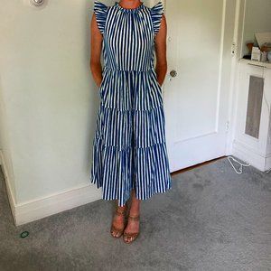 Striped Dobby Tiered Maxi Dress with Ruffles